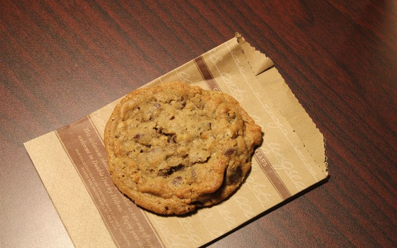 A DoubleTree chocolate chips cookie