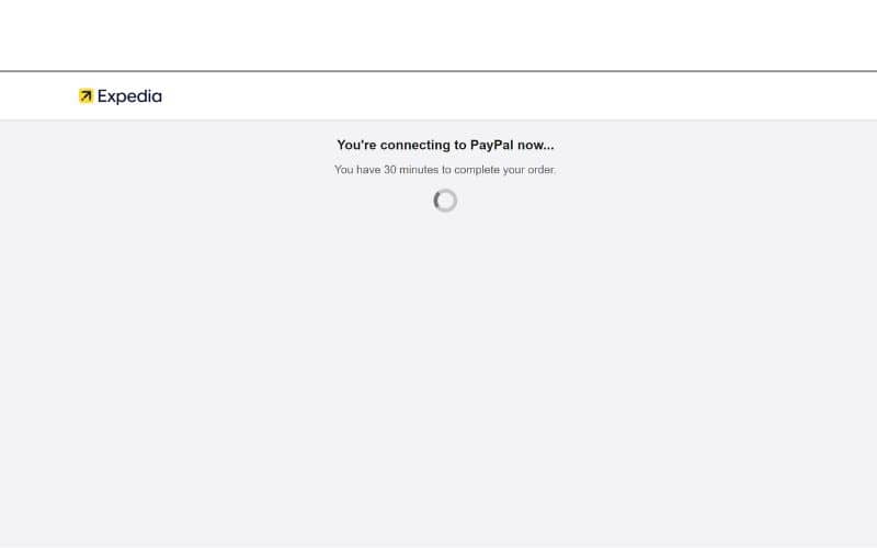 Connecting from Expedia to PayPal to make the payment 