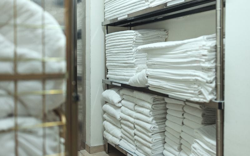 Bed sheets in hotel laundry