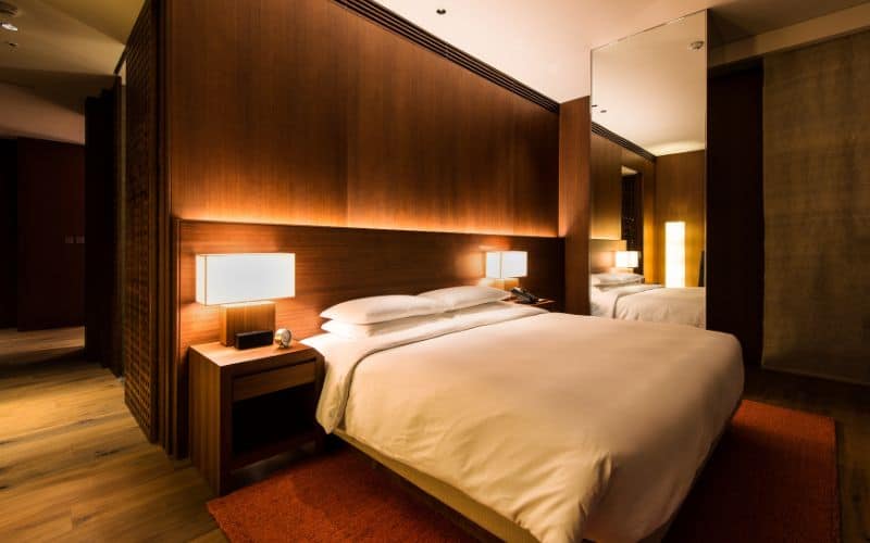 Luxury hotel room at night