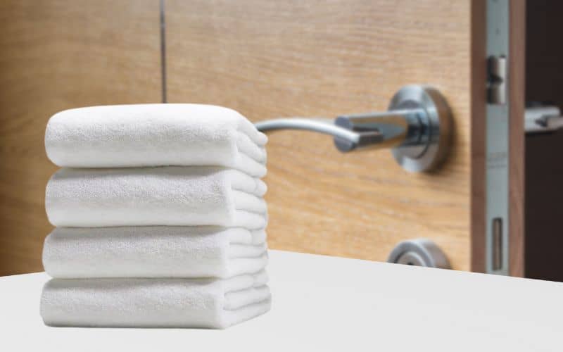 Using towel to secure hotel room door