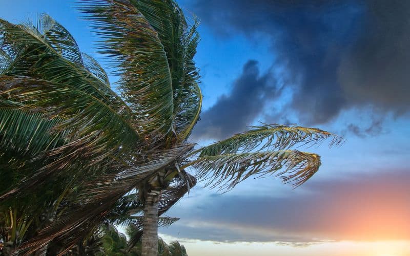 Beach resort sky before hurricane