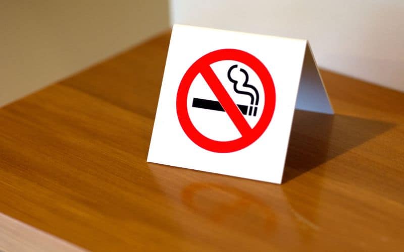 No smoking sign in hotel room